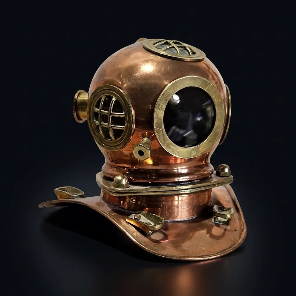 Copper Plated Brass Diving Helmet Miniature without Stand